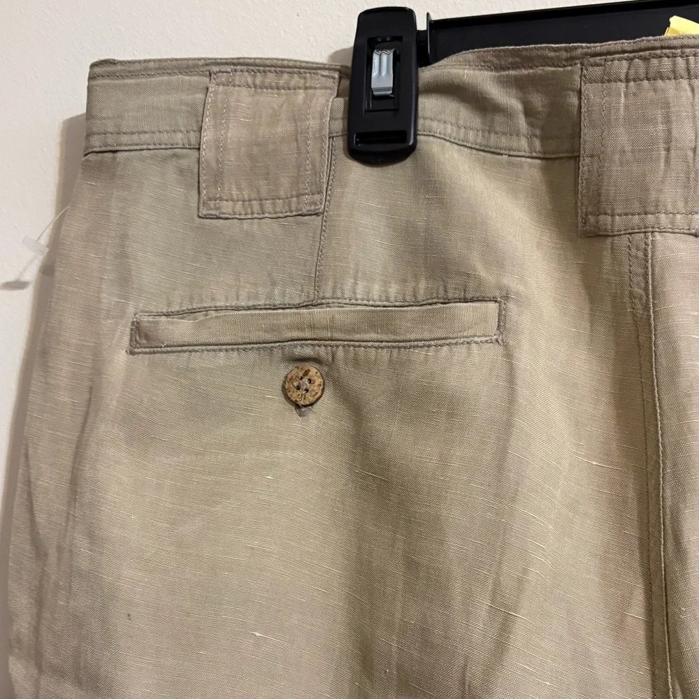 Tommy Bahama men's‎ SZ 38 pleated front khaki shorts silk linen blend 9” inseam